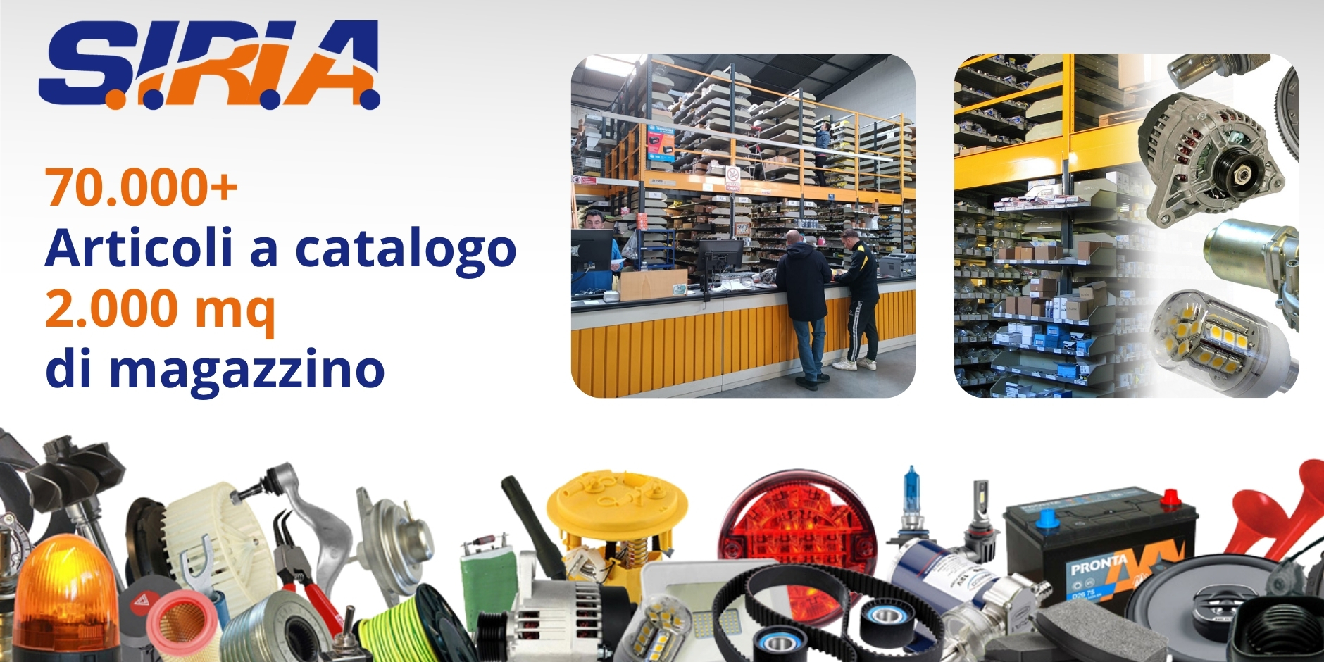 Tre magazzini a due piani per un totale di 2.000 mq sono attivi per poter spedire in giornata: sappiamo che reperibilità e velocità sono la chiave di un buon servizio. Siamo anche distributori dei migliori brand automotive del mondo di ricambi sia elettr